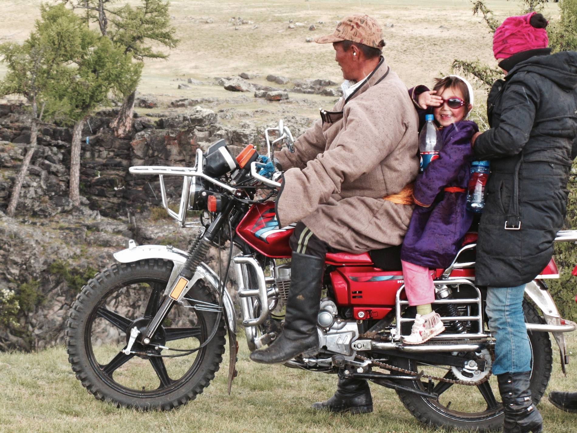 famille moto mongolie